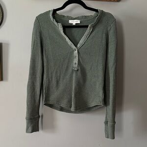 Pink Rose Sage Waffle Knit Long Sleeve Top